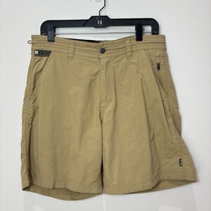 Howler Bros Horizon Hybrid Tech Shorts Men 32 Tan Khaki Ripstop Performance